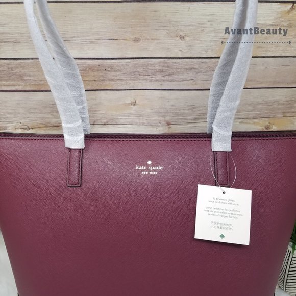 Glitter Kate Spade Penny Greta Court Cherrywood Tote New - Picture 10 of 15